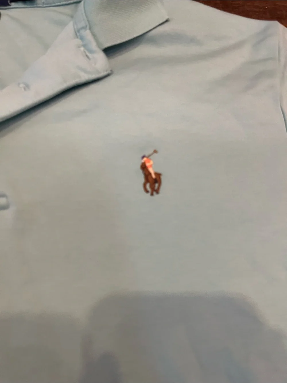 Ralph Lauren Light Blue Polo Shirt with Embroidered Pony. Custom slim fit